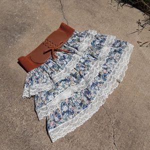 Floral Lace Skirt w/ Belt